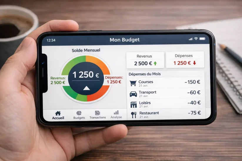 Un téléphone portable avec une application de gestion du budget