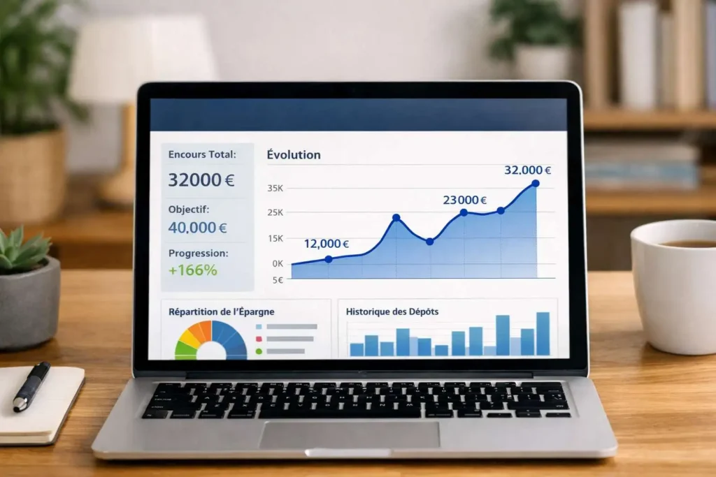 Suivi de l'épargne d'un Français sur un ordinateur