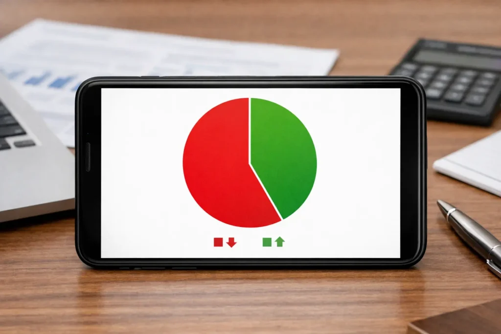 Graphique camembert sur un smartphone