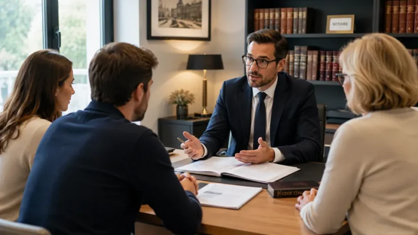 Des héritiers dans le bureau d'un notaire