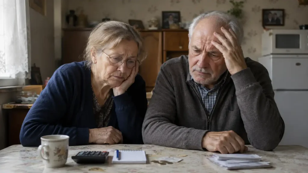 Un couple de retraités dans leur cuisine