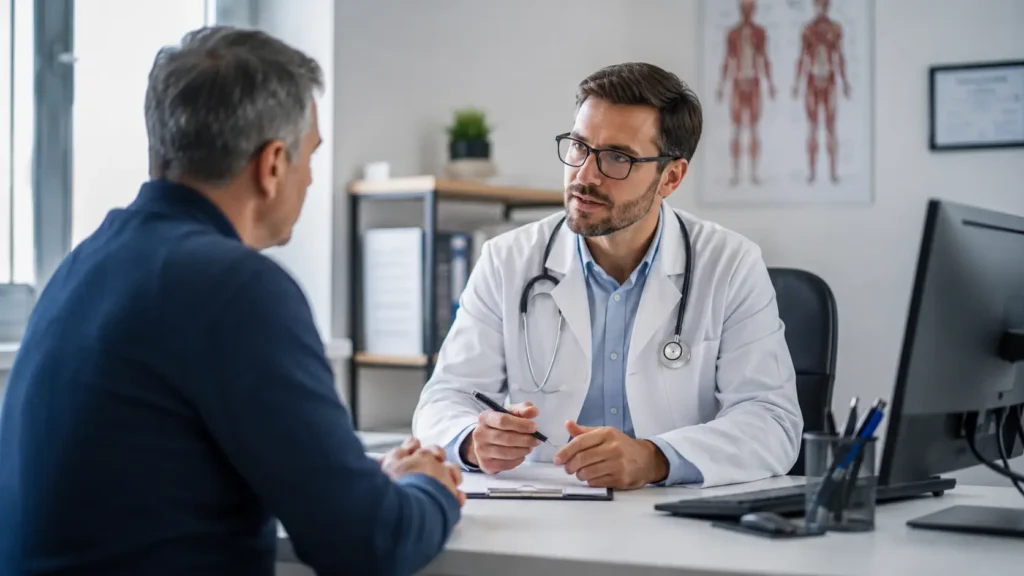 Un médecin et un patient dans un cabinet médical