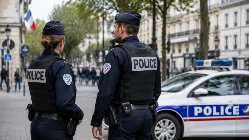 Deux policiers en patrouille dans la rue