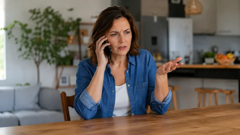 Une femme démarchée au téléphone chez elle