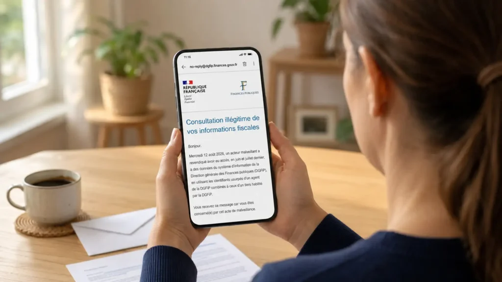 Le mail des impôts envoyé après le piratage