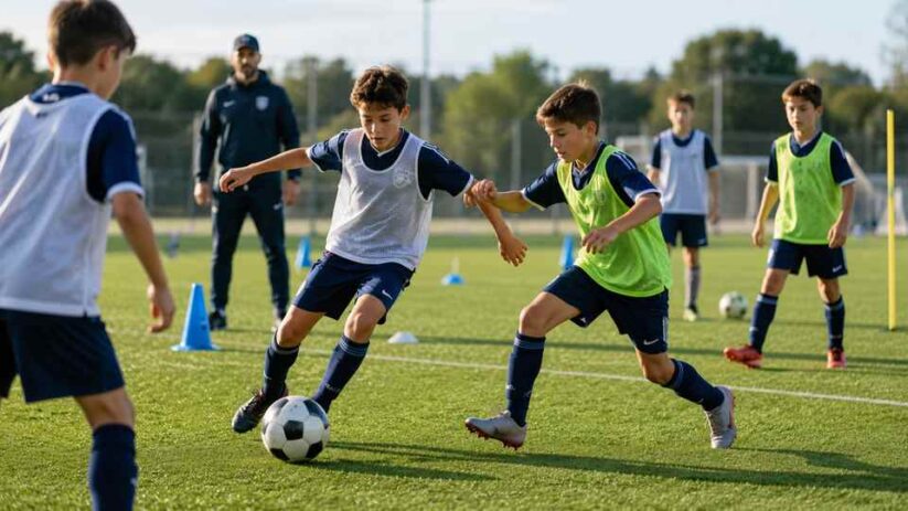 Des jeunes garçons à l'entrainement de foot