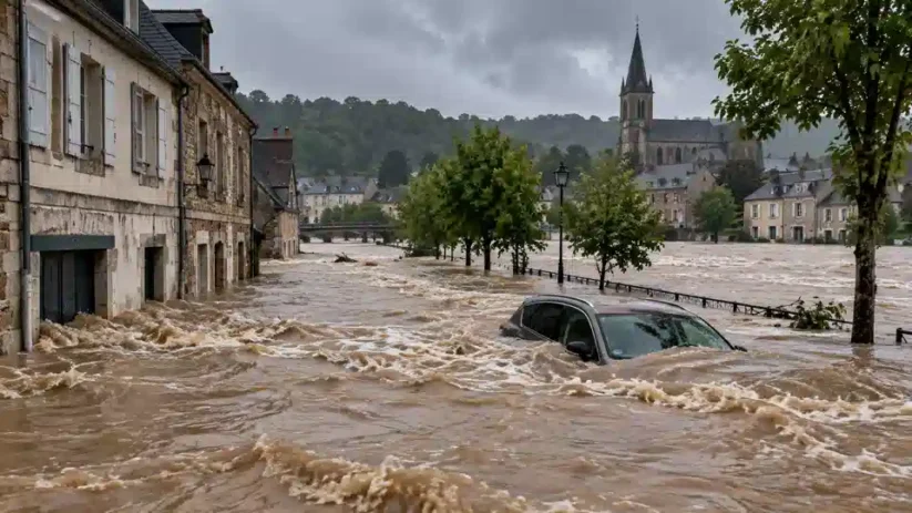 Une inondation dans un village