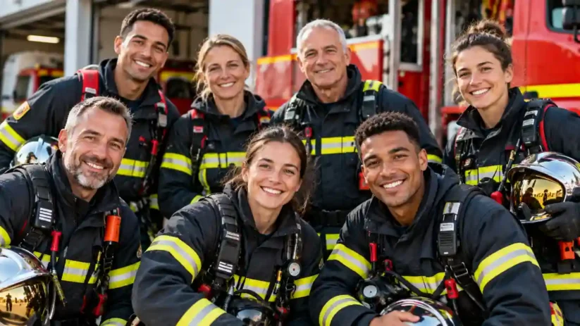 Un groupe de sapeur-pompiers volontaires