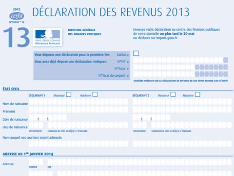 Formulaire 2042 de déclaration des revenus