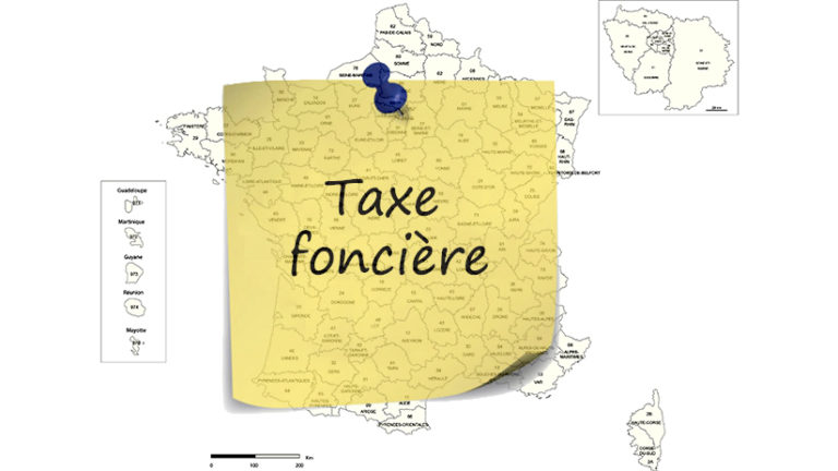 Taux et montants taxe foncière 2022 par département