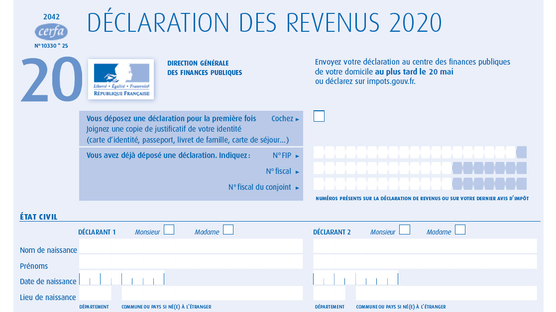 Formulaire 2070 2020 Formulaire 2042 Cerfa 10330 25 D claration Des 