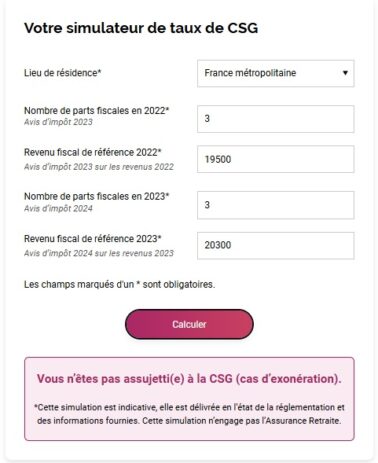 Simulateur Csg Retraite 2021