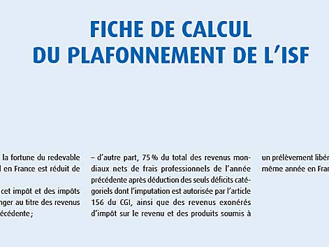 Les règles du plafonnement de l'ISF modifiées en 2013